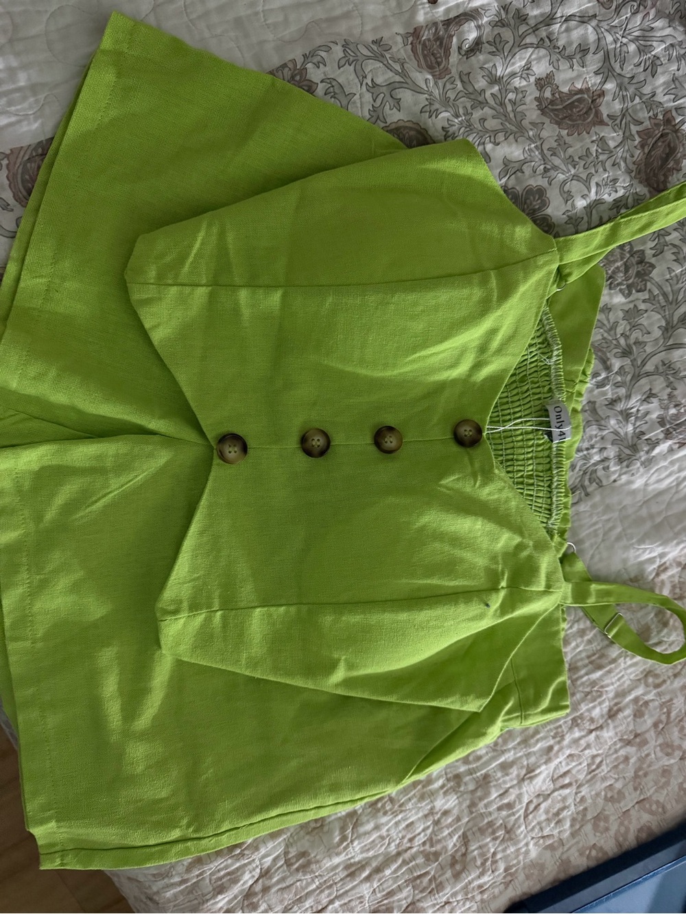 Omalé Lime Green Button Front Tank Top